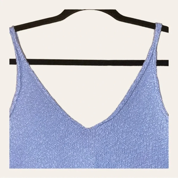 0466. Zara KNIT CROP TOP SPAGHETTI STRAPS SIZE SMALL LILIAC PURPLE - Picture 2 of 6